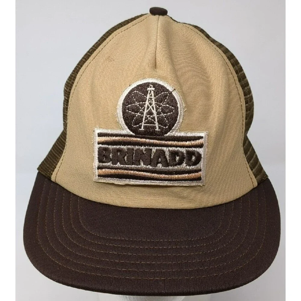 Vintage Brinadd Oil Field Fracking‎ Rig Platform Texas Mesh Trucker Hat Cap 80s